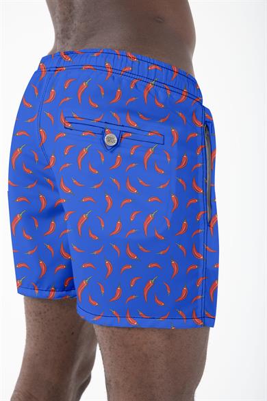 Sax Mavi Biber Desenli Standart Boy Erkek Deniz ve Havuz Şortu