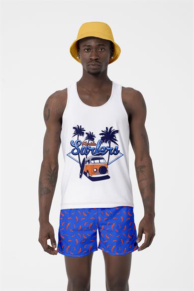 Sax Mavi Biber Desenli Standart Boy Erkek Deniz ve Havuz Şortu