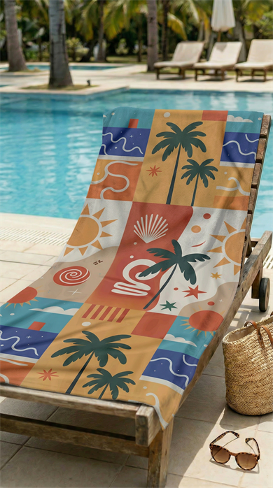 Patchwork Desenli Renkli Yüksek Su Emici 70x150cm Plaj Havlusu