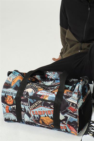 Desenli Kilitli Unisex Seyahat Çantası - Kabin Boy El Valizi - Spor Çantası