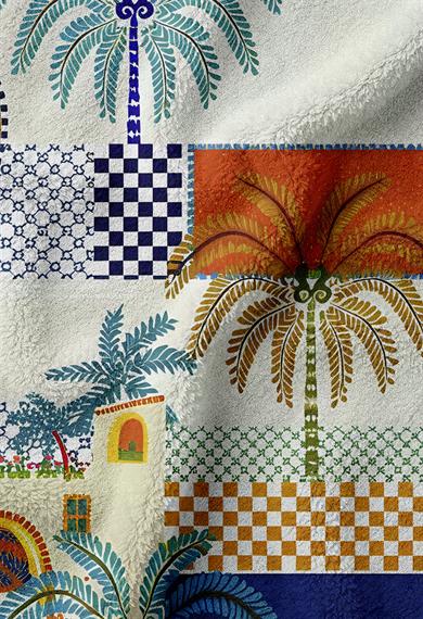 Tropikal Patchwork Desenli Renkli Yüksek Su Emici 70x150cm Plaj Havlusu