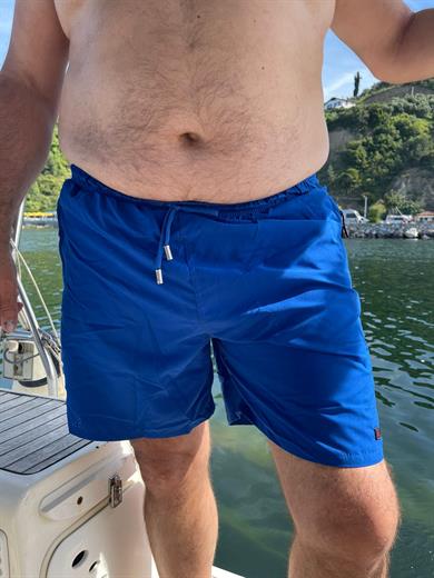 Saks Mavi Büyük Beden Standart Boy Erkek Mayo Deniz Şortu 