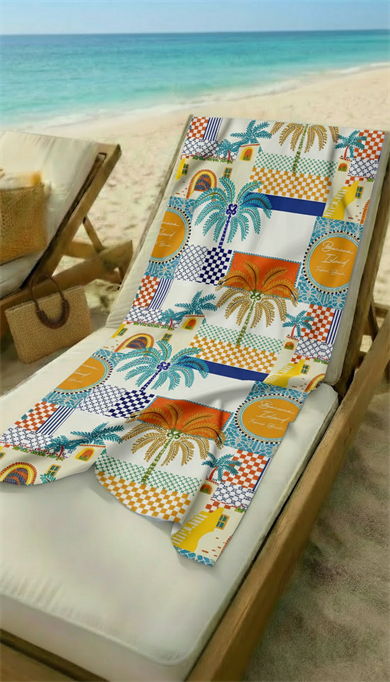 Tropikal Patchwork Desenli Renkli Yüksek Su Emici 70x150cm Plaj Havlusu