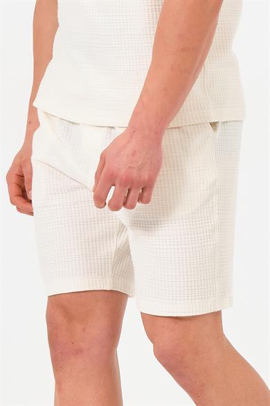 Erkek Ekru  Oversize Cepli Recycle %100 Pamuklu Standart Boy Şort