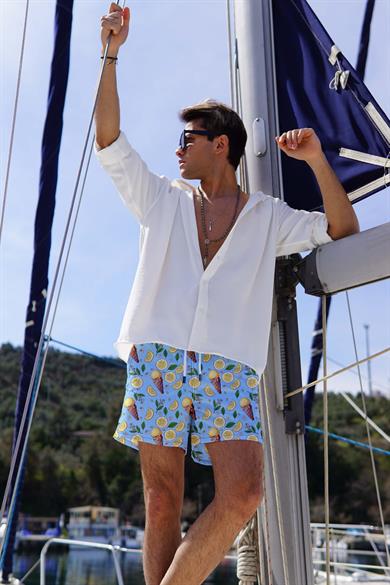 Baskılı Erkek Deniz Şortu