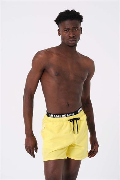 Sarı Boxer Lastikli Standart Boy Erkek Deniz ve Havuz Şortu 