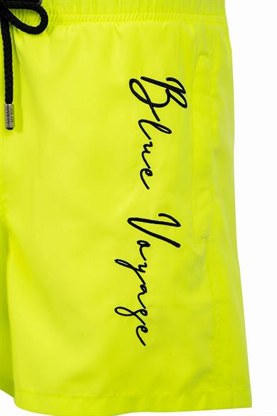 Nakışlı Yeşil  Blue Voyage Miami Beach Nakışlı Neon Yeşil  Standart Boy Erkek Mayo Deniz ve Havuz Şortu Erkek Deniz Şortu 