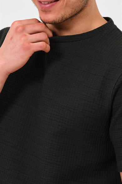 Erkek Petrol Yeşili %100 Pamuk Oversize Bisiklet Yaka Basic Tişört 