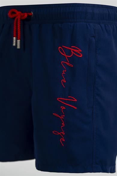 Blue Voyage Miami Beach Nakışlı Lacivert  Standart Boy Erkek Mayo Deniz ve Havuz Şortu 