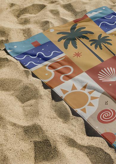 Patchwork Desenli Renkli Yüksek Su Emici 70x150cm Plaj Havlusu