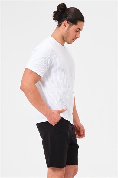 Erkek Siyah Standart Fit Normal Kesim %100 Pamuk Cepli Dokuma Şort