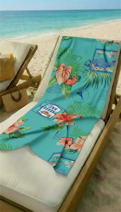 Tropikal Desenli Yüksek Su Emici 70x150cm Plaj Havlusu