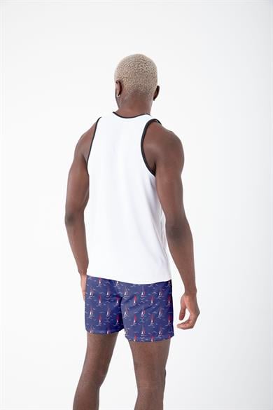 Desenli Sıfır Kol Nefes Alan Kumaş Erkek Atlet