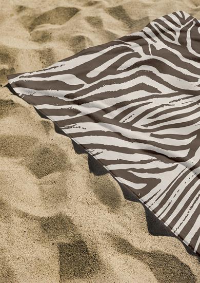 Zebra Desenli Kahverengi Krem Yüksek Su Emici 70x150 Plaj Havlusu 