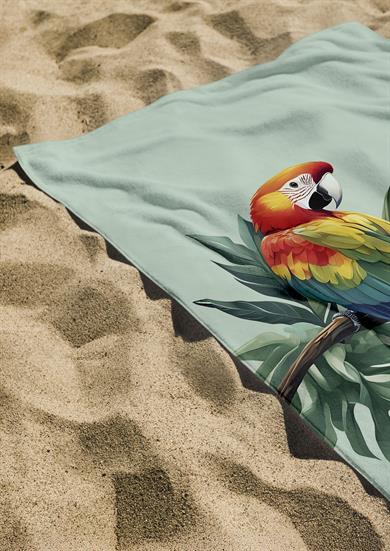 Renkli Kuş Desenli Yüksek Su Emici 70x150cm Plaj Havlusu