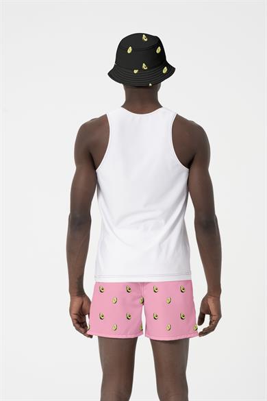 Pembe Avokado Desenli Standart Boy Erkek Deniz ve Havuz Şortu 