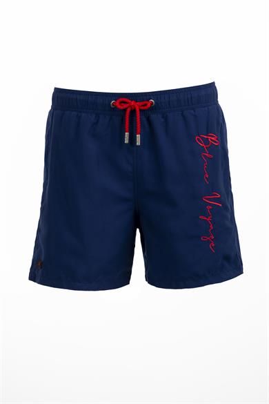 Blue Voyage Miami Beach Nakışlı Lacivert  Standart Boy Erkek Mayo Deniz ve Havuz Şortu 