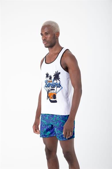 Desenli Sıfır Kol Nefes Alan Kumaş Erkek Atlet