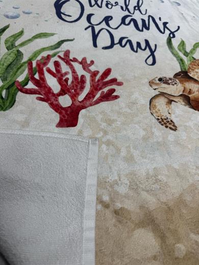 Kaplumbağa Desenli Yüksek Su Emicili Çanta Olabilen Plaj Havlusu