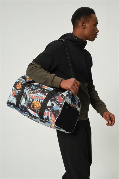 Desenli Kilitli Unisex Seyahat Çantası - Kabin Boy El Valizi - Spor Çantası
