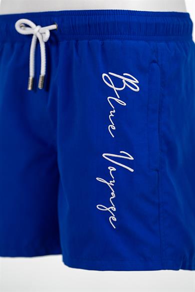 Blue Voyage Miami Beach Nakışlı Saks Mavi  Standart Boy Erkek Mayo Deniz ve Havuz Şortu 