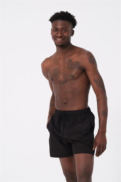 DAAG Siyah Düz Renk Standart Boy Erkek Deniz ve Havuz Şortu 