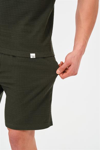 Erkek Haki Oversize Cepli Recycle %100 Pamuklu Standart Boy Şort