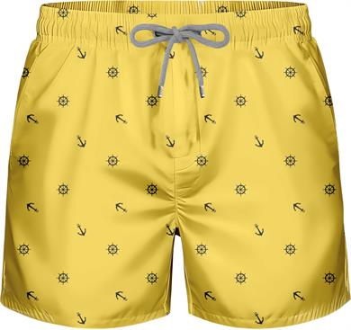 Marin Çapa Desenli Sarı Standart Boy Erkek Mayo Deniz ve Havuz Şortu