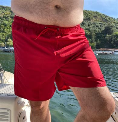 Kırmızı Büyük Beden Standart Boy Erkek Mayo Deniz Şortu 