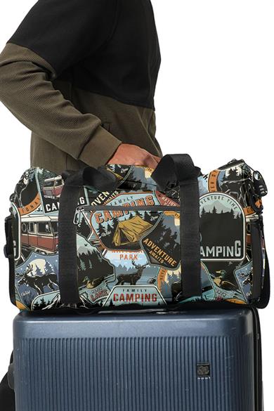 Desenli Kilitli Unisex Seyahat Çantası - Kabin Boy El Valizi - Spor Çantası