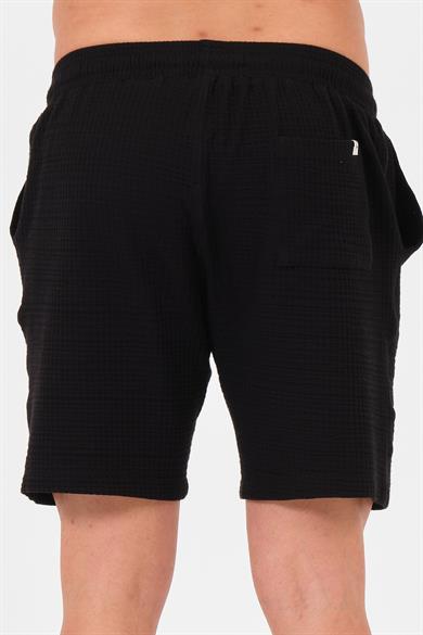 Erkek Siyah  Oversize Cepli Recycle %100 Pamuklu Standart Boy Şort