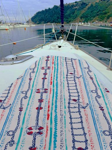 Marin Çapa Dümen Desenli Krem Rengi Unisex Plaj Havlusu 70x150