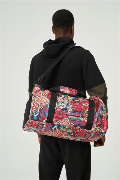 Etnik Desenli Kilitli Unisex Seyahat Çantası - Kabin Boy El Valizi - Spor Çantası