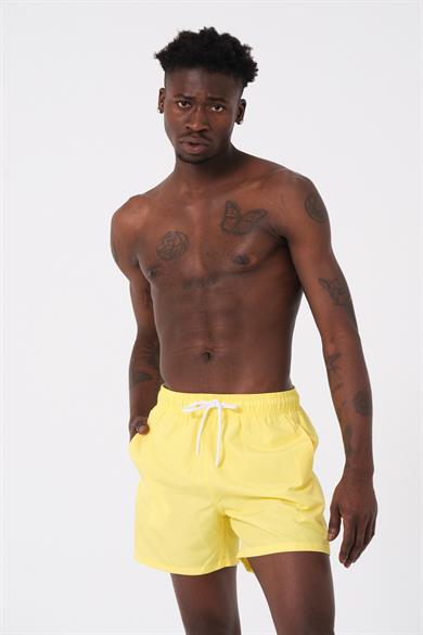 DAAG Sarı Düz Renk Standart Boy Erkek Deniz ve Havuz Şortu 