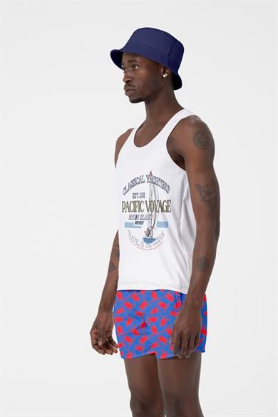 Kaplumbağa Desenli Su İtici Çabuk Kuruma Özellikli Standart Boy Erkek Mayo Deniz Şortu