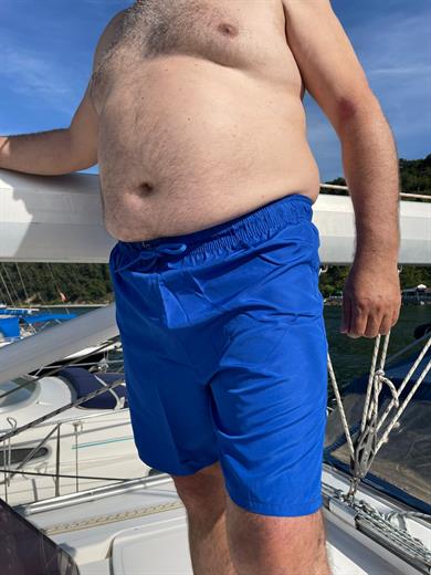 Saks Mavi Büyük Beden Standart Boy Erkek Mayo Deniz Şortu 