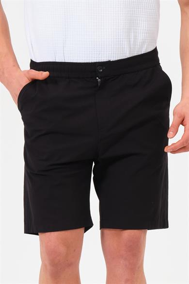 Erkek Siyah Standart Fit Normal Kesim %100 Pamuk Cepli Dokuma Şort