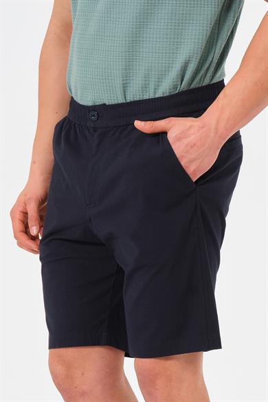 Erkek Lacivert Standart Fit Normal Kesim %100 Pamuk Cepli Dokuma Şort