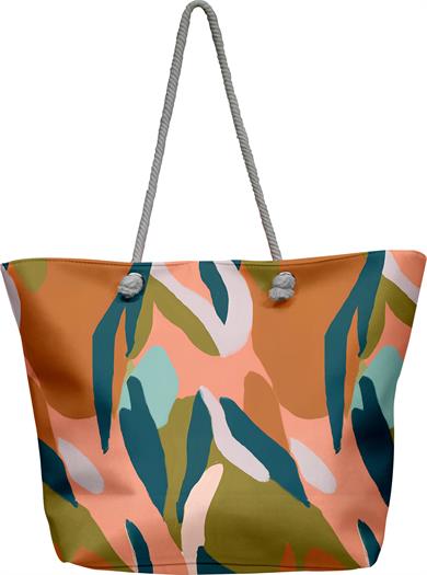 Modern Çizim Desenli Geniş Hacimli Astarlı Plaj Çantası