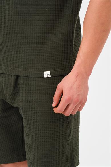 Erkek Haki Oversize Cepli Recycle %100 Pamuklu Standart Boy Şort