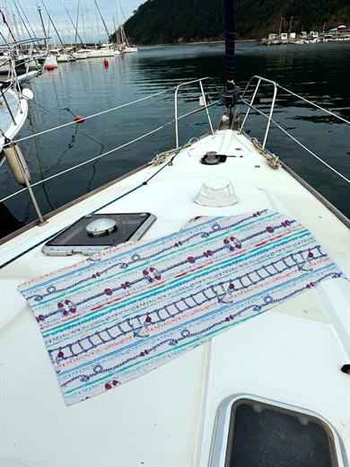 Marin Çapa Dümen Desenli Krem Rengi Unisex Plaj Havlusu 70x150