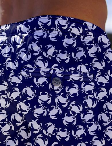 Yengeç Desenli Lacivert Standart Boy Erkek Mayo Deniz Şortu 