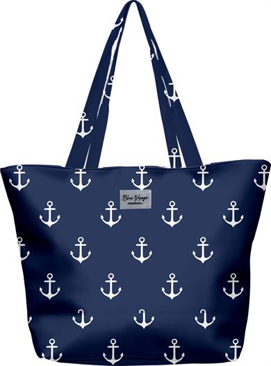 Marin Çapa Desenli Parçalı Kendinden Saplı Astarlı Kadın Plaj Çantası 