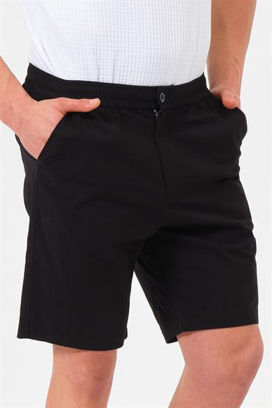 Erkek Siyah Standart Fit Normal Kesim %100 Pamuk Cepli Dokuma Şort