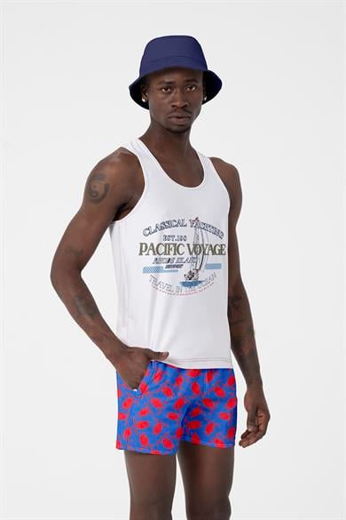 Kaplumbağa Desenli Su İtici Çabuk Kuruma Özellikli Standart Boy Erkek Mayo Deniz Şortu