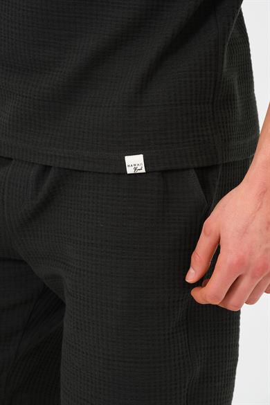 Erkek Petrol Yeşili  Oversize Cepli Recycle %100 Pamuklu Standart Boy Şort