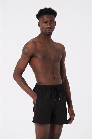 DAAG Siyah Düz Renk Standart Boy Erkek Deniz ve Havuz Şortu 
