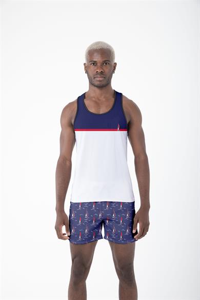 Desenli Sıfır Kol Nefes Alan Kumaş Erkek Atlet