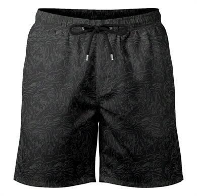 Siyah Çizgisel Desenli Hızlı9 Kuruyan Esnek Kumaş İki cepli Yumuşak Astarlı Uzun Boy Erkek Mayo Deniz Şortu 