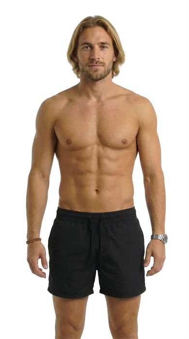 Siyah Standart Boy Erkek Mayo Deniz Şortu 